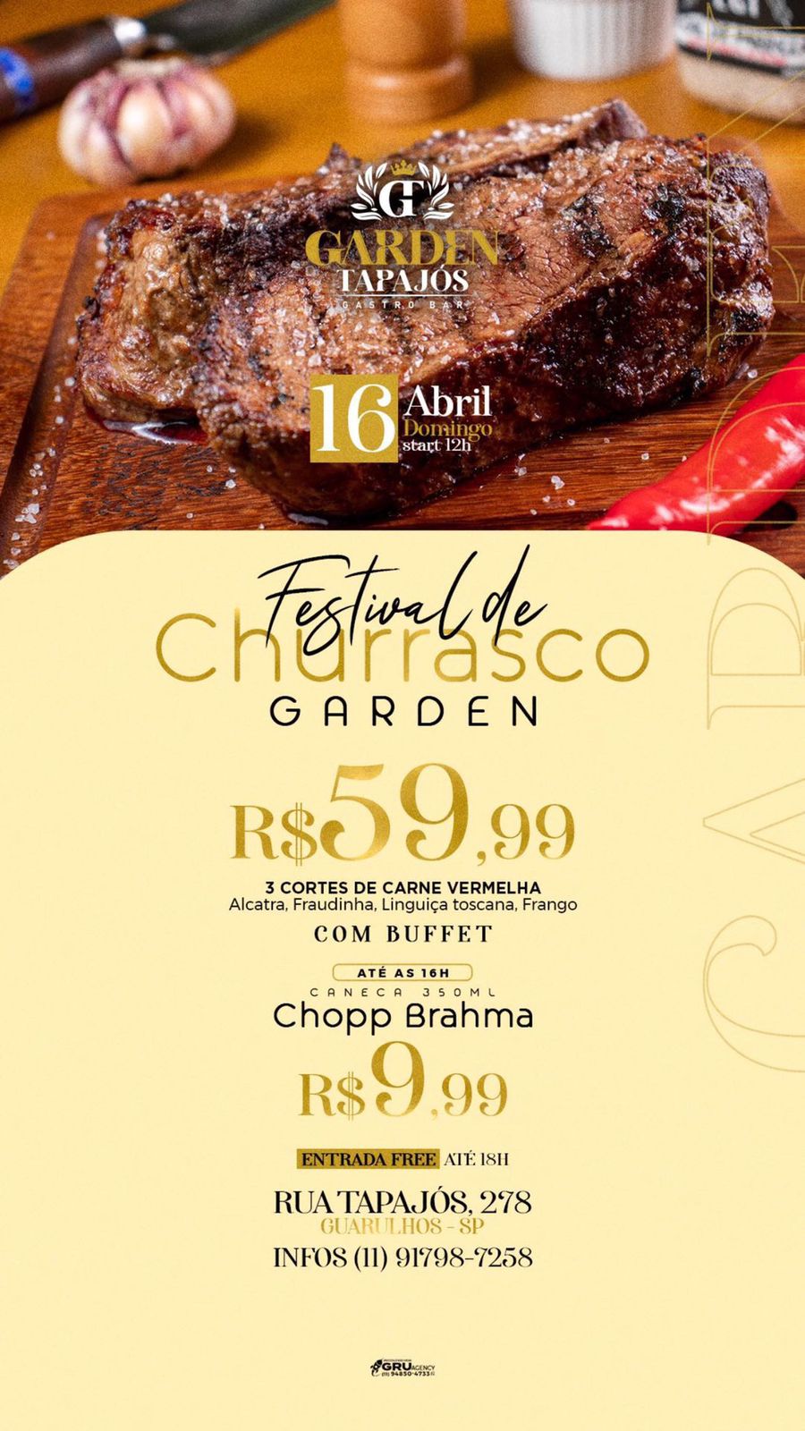 GARDEN TAPAJÓS GASTRO BAR: FESTIVAL DE CHURRASCO 16/04