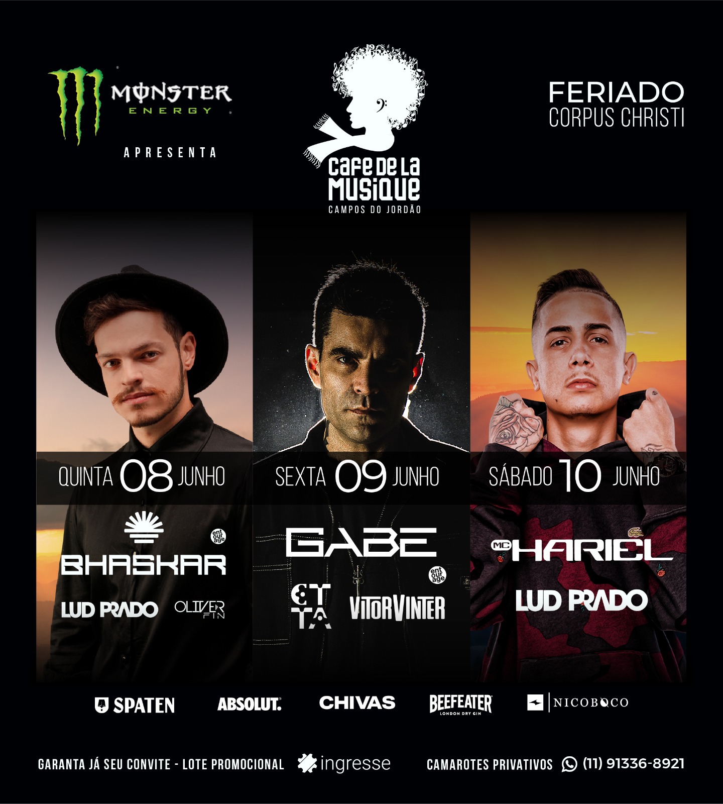 Café de lá musique - Bhaskar - Gabe - Mc Hariel em Campos do Jordão