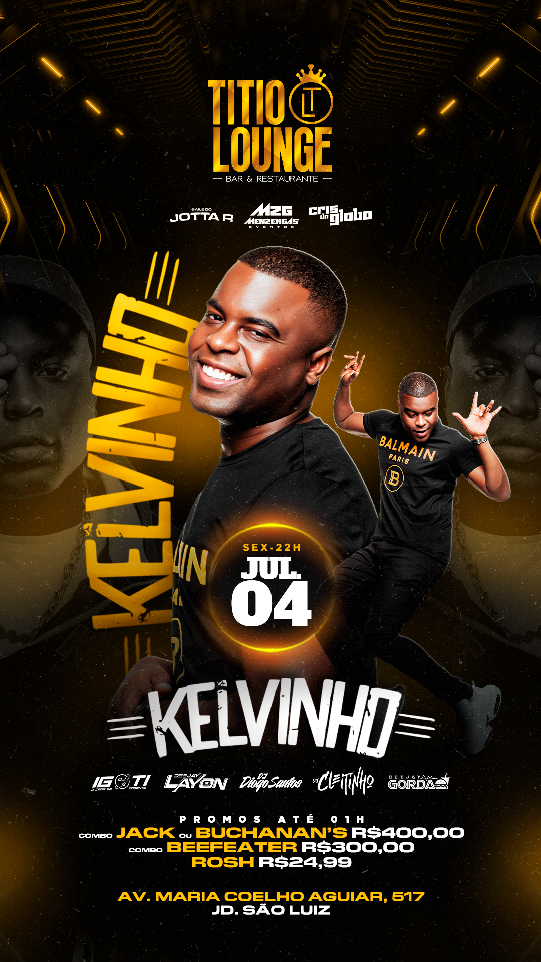 Titio Lounge Bar e Restaurante: MC KELVINHO + TOP’S DJ’S NO TITIO LOUNGE