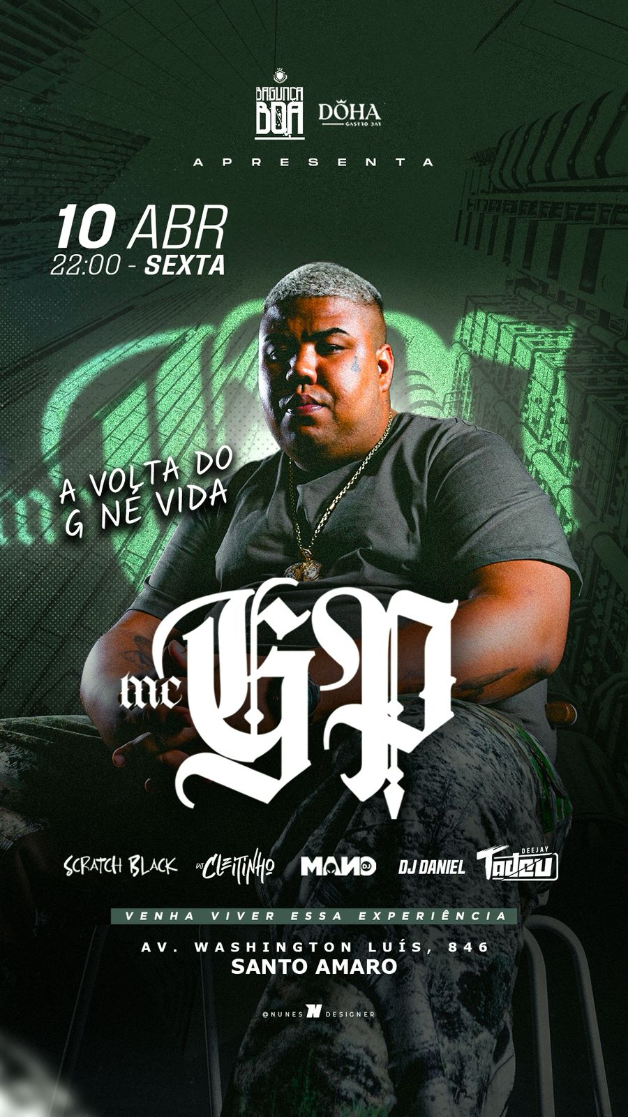 DÖHA GASTROBAR: SEXTA-FEIRA 10/04 MC GP | BAGUNÇA BOA