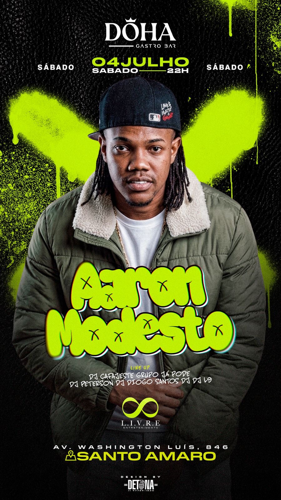 DÖHA GASTROBAR: SÁBADO 04/07| MC AAARON MODESTO
