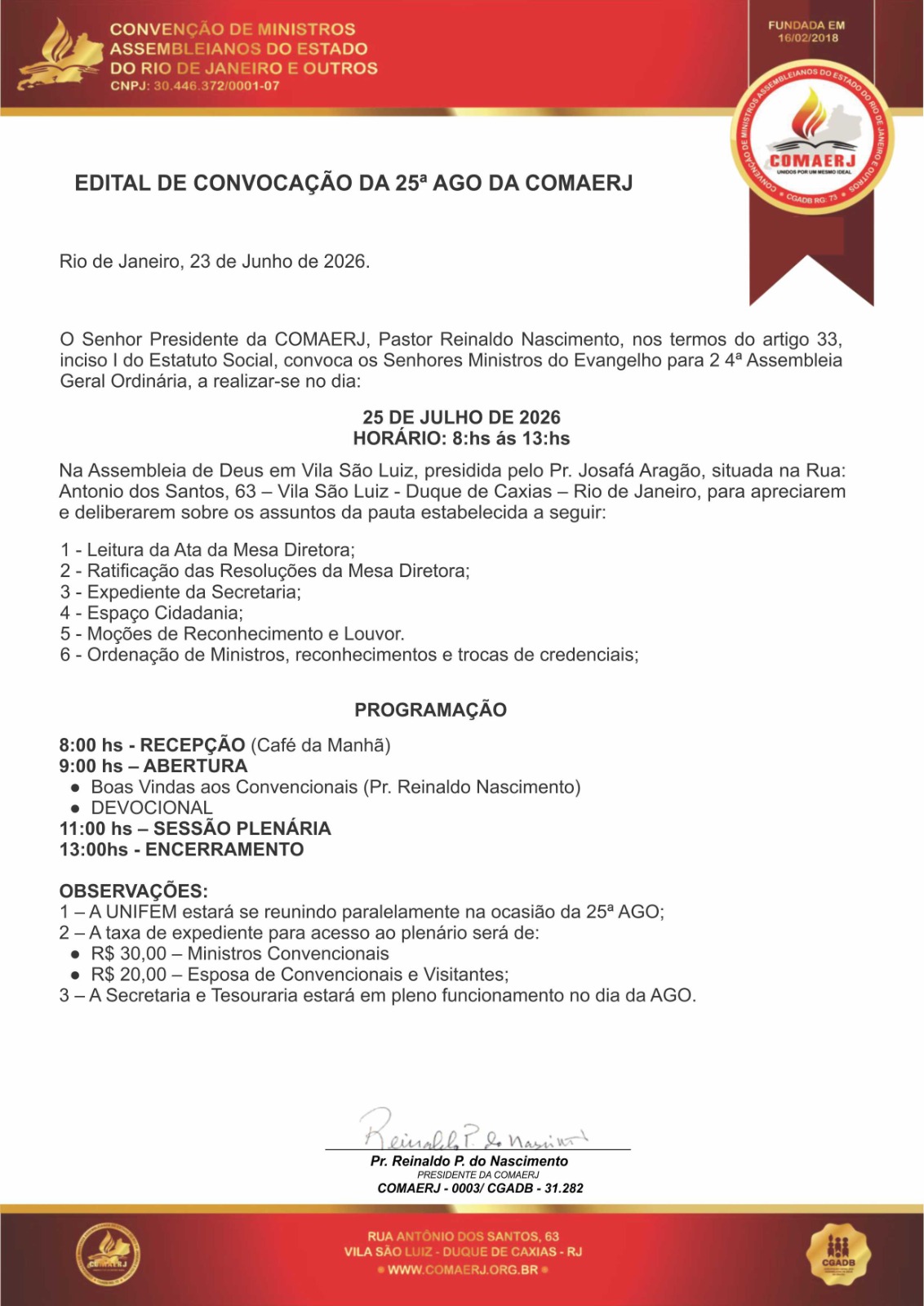 COMAERJ - AGO 25 º