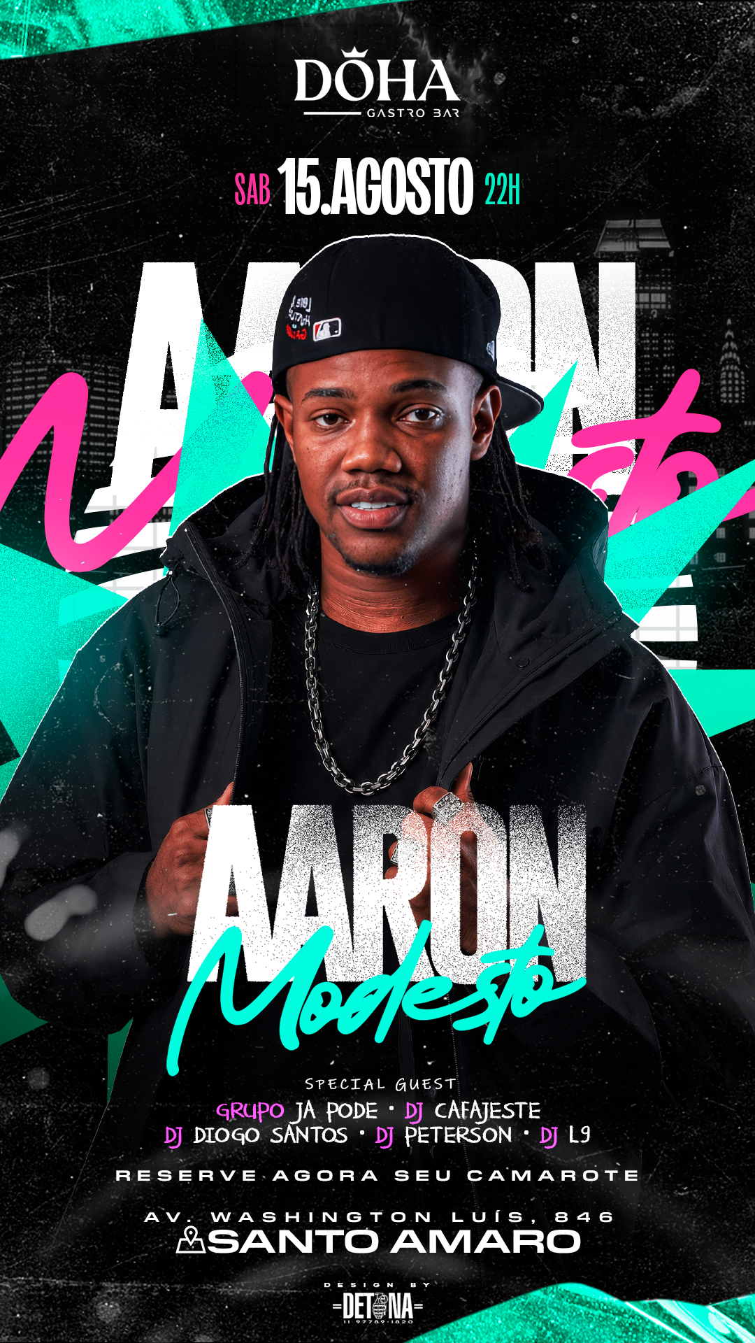 DÖHA GASTROBAR: SÁBADO 15/08 | MC AARON MODESTO