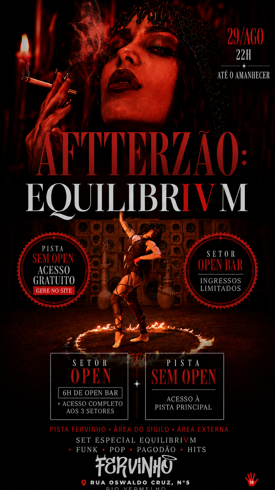 FERVINHO RV: AFTTERZÃO: EQUILIBRIVM - INGRESSO OPEN BAR ou INGRESSO SEM OPEN