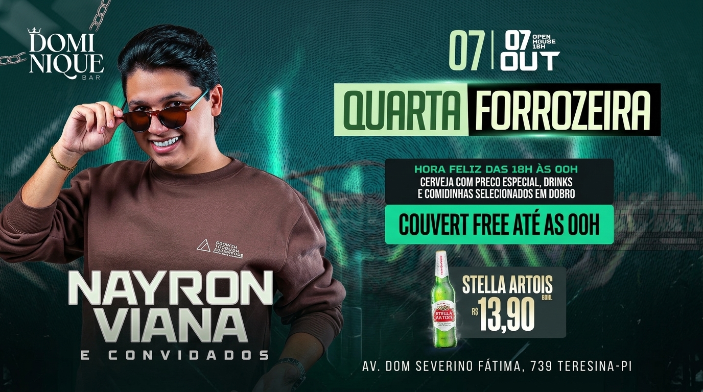 DOMINIQUE BAR: QUARTA 07/10/2026