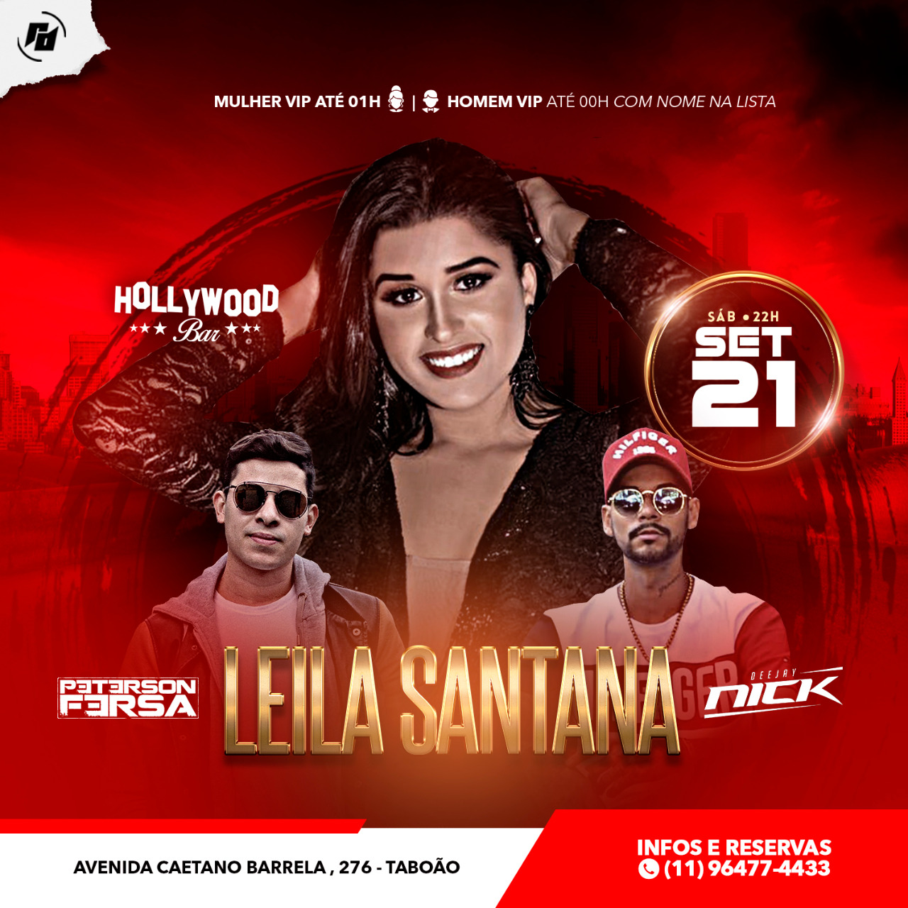 Hollywood Bar: Sábado 21/09-  Leila Santana