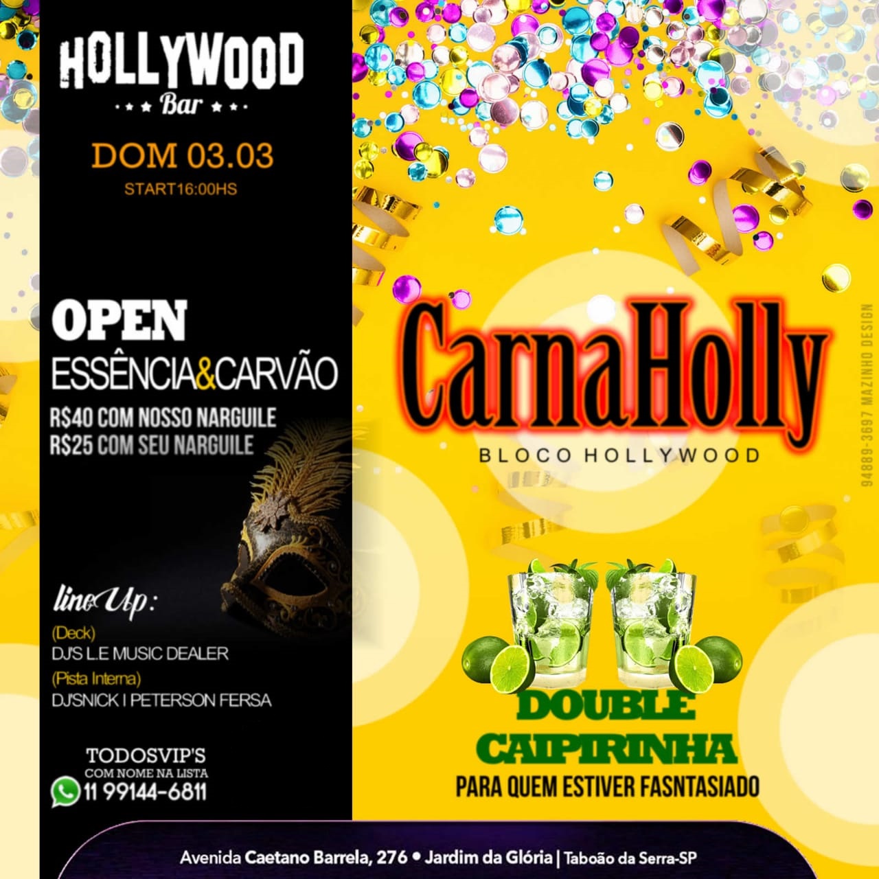 Hollywood Bar: CarnaHolly 🎉 - Domingo 03/3