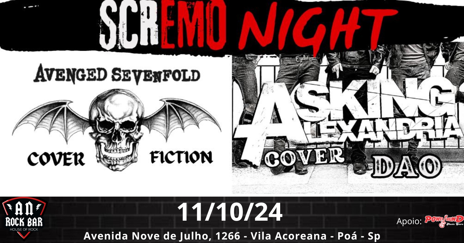 An Rock Bar: SCREMO NIGHT AVENGED SEVENFOLD & ASKING ALEXANDRIA (COVER)