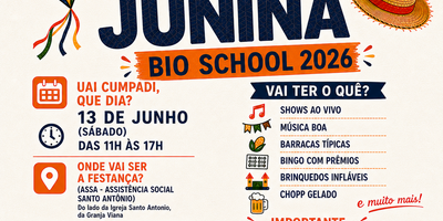 Festa Junina, 13 de junho de 2026 - Bioschool: Adquira seu ingresso!