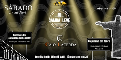 Carioca Bar: 27/04/2024 - Sábado | Samba de Leve |  Caio Lacerda
