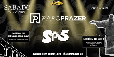 Carioca Bar: 20/04/2024 - Sábado | Raro Prazer |  SP5